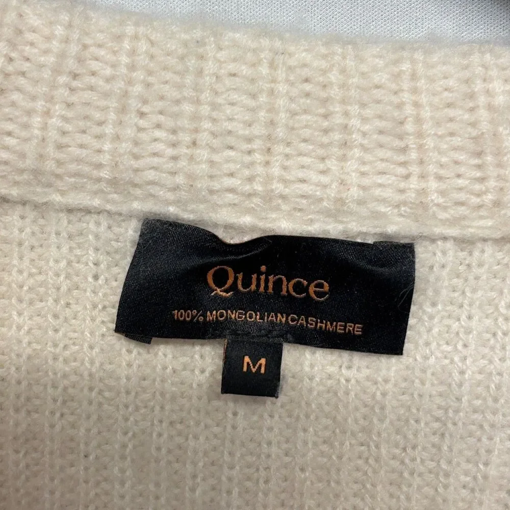 Quince Women Mongolian Cashmere Fisherman Crewneck Sweater Medium FA24 C131 -9